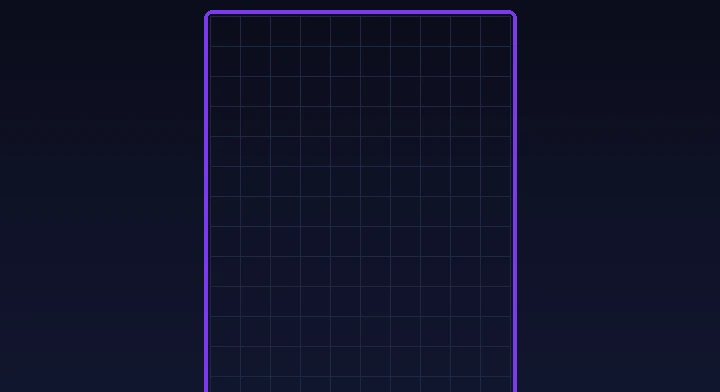 An empty ten-by-twenty Tetris well ready for the first piece in Big Tetris