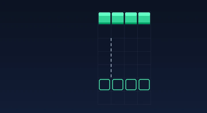 A tetromino hard-dropping straight down onto its ghost outline in Big Tetris