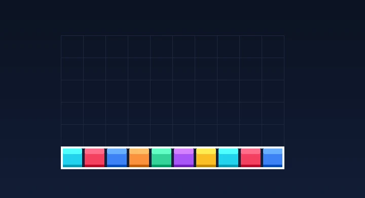 A completely filled horizontal row flashing and clearing from the well in Big Tetris