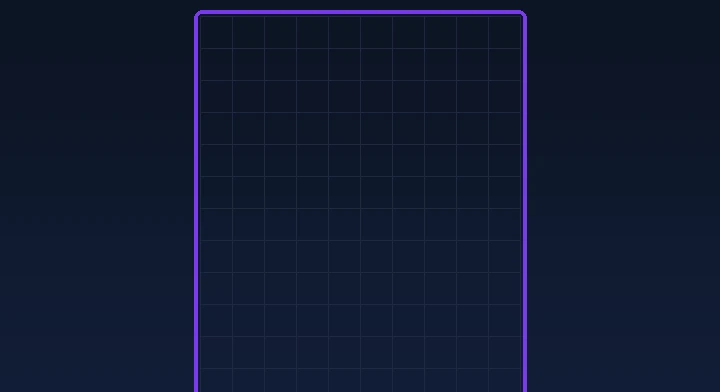 An empty ten-by-twenty Tetris well ready for the first piece in Cascade Tetris