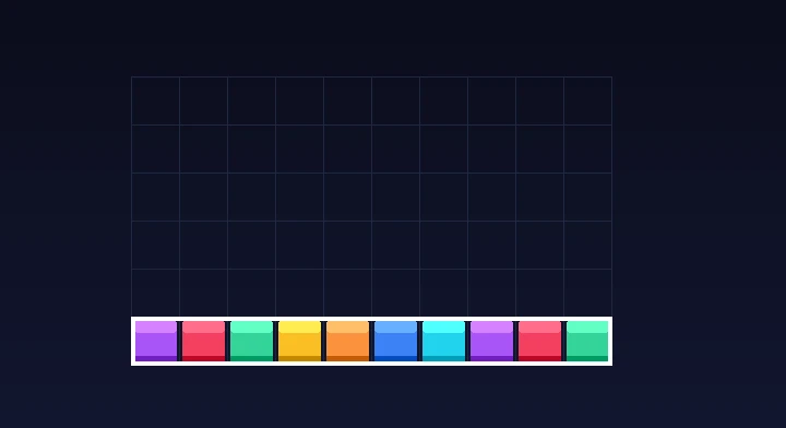 A completely filled horizontal row flashing and clearing from the well in Cascade Tetris