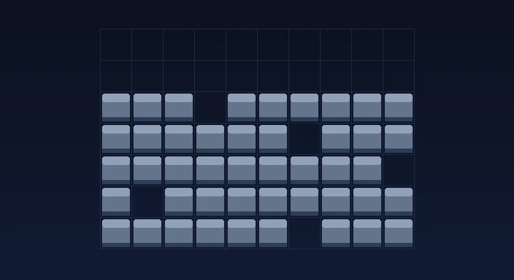 Grey garbage rows with a single-column gap waiting to be cleared in Cheese Tetris