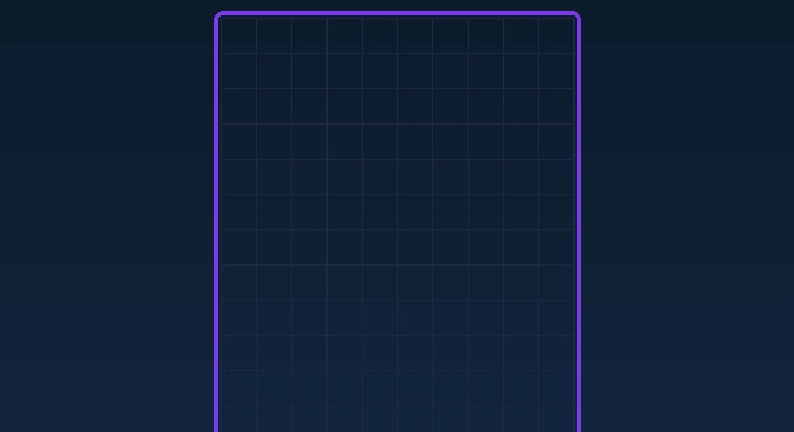 An empty ten-by-twenty Tetris well ready for the first piece in Classic Tetris