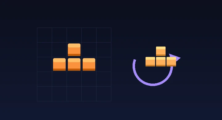 A T-tetromino rotating clockwise to slot into a gap in the stack in Classic Tetris