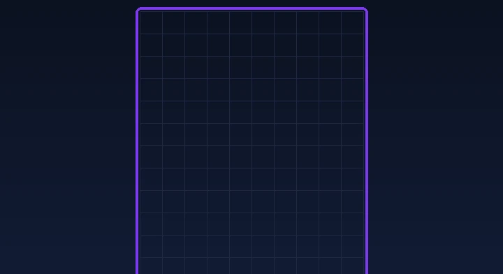 An empty ten-by-twenty Tetris well ready for the first piece in Invisible Tetris