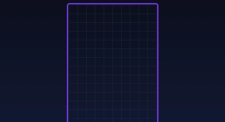 An empty ten-by-twenty Tetris well ready for the first piece in Marathon Tetris