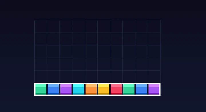 A completely filled horizontal row flashing and clearing from the well in Marathon Tetris