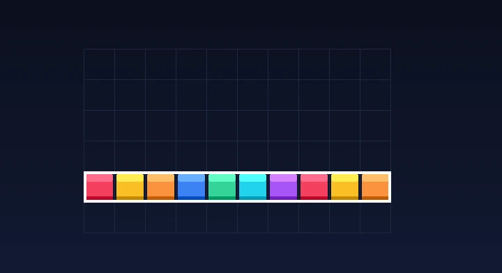 A completely filled horizontal row flashing and clearing from the well in Master Tetris