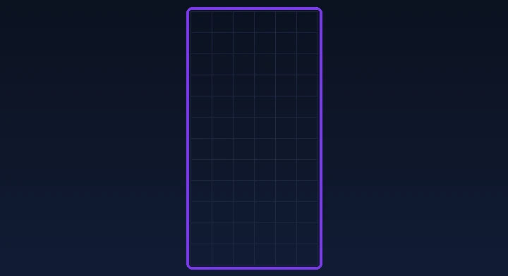 An empty ten-by-twenty Tetris well ready for the first piece in Sprint (40 Lines)