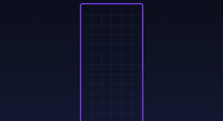 An empty ten-by-twenty Tetris well ready for the first piece in Survival Tetris