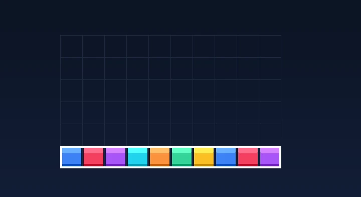 A completely filled horizontal row flashing and clearing from the well in Survival Tetris