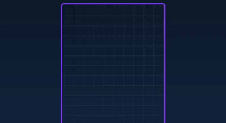 An empty ten-by-twenty Tetris well ready for the first piece in Ultra (Time Attack)