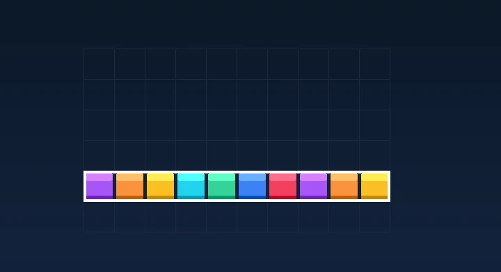 A completely filled horizontal row flashing and clearing from the well in Ultra (Time Attack)