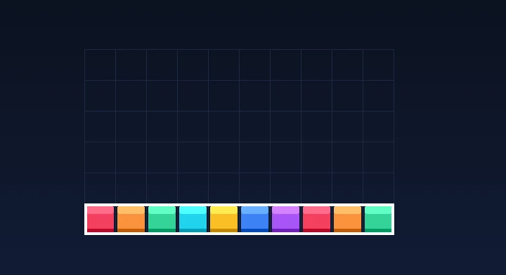 A completely filled horizontal row flashing and clearing from the well in Zen Tetris